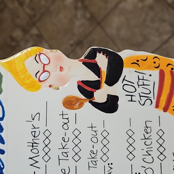 BOSTON WAREHOUSE This Weeks Menu Hot Stuff Ceramic Trivet Plaque-EC - Picture 2 of 5